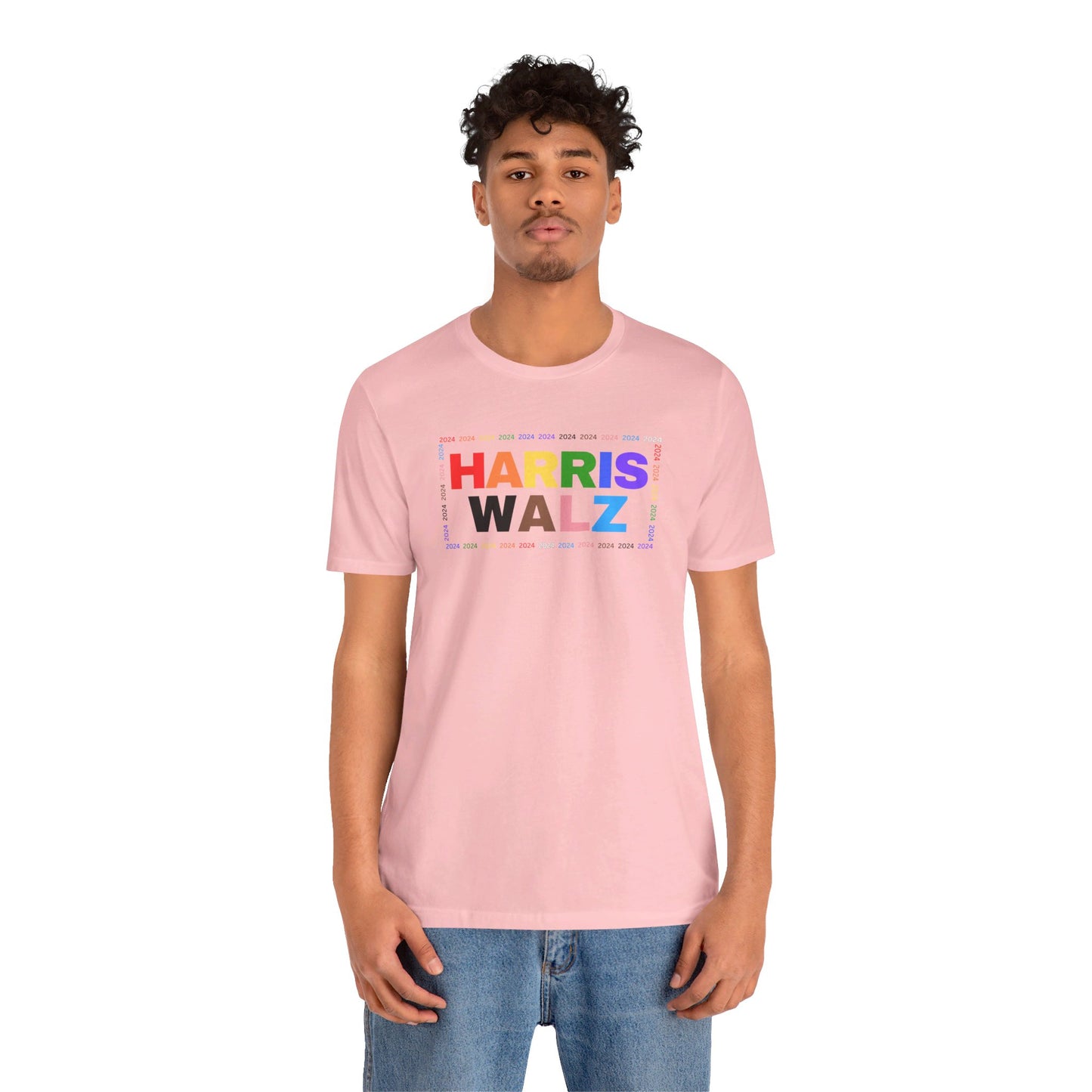 Harris Walz LGBTQ+ Rainbow Print | Unisex Jersey Short Sleeve Tee