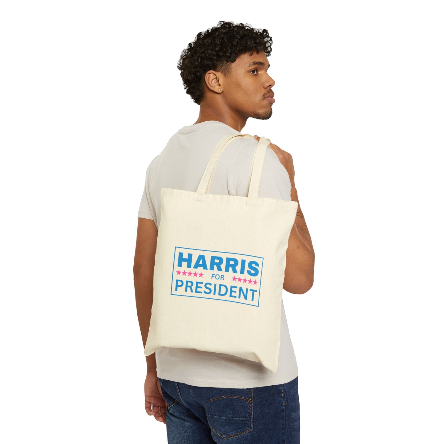 Pink and Blue Harris for President Premium Cotton Canvas Tote Bag