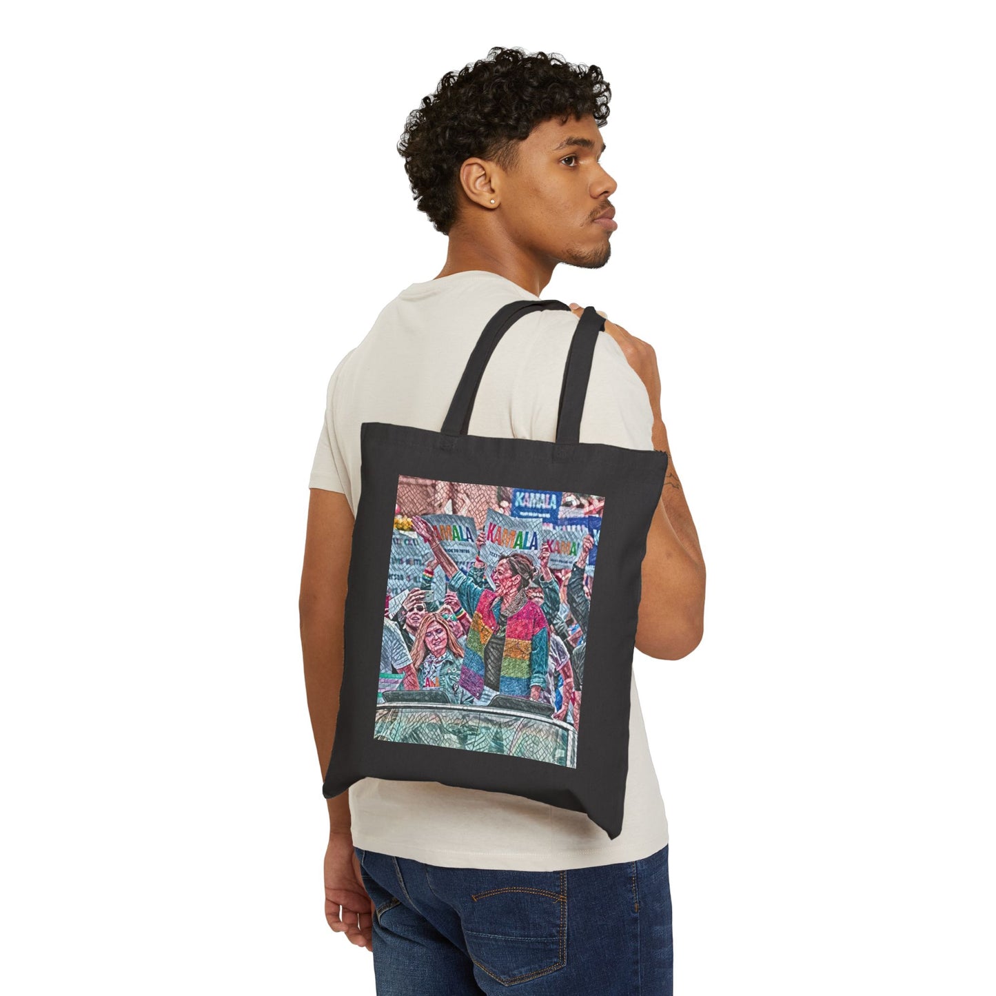 Kamala Harris Sequin Pride Jacket Premium Cotton Canvas Tote Bag