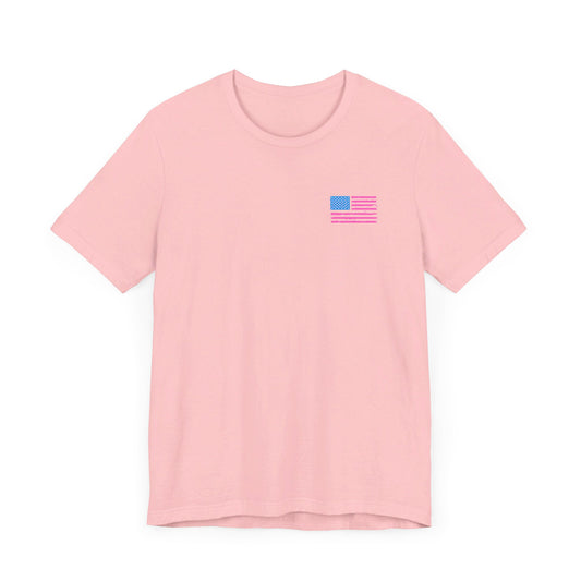 Pink and Blue Harris for President (Front Flag) | Unisex Jersey Short Sleeve Tee