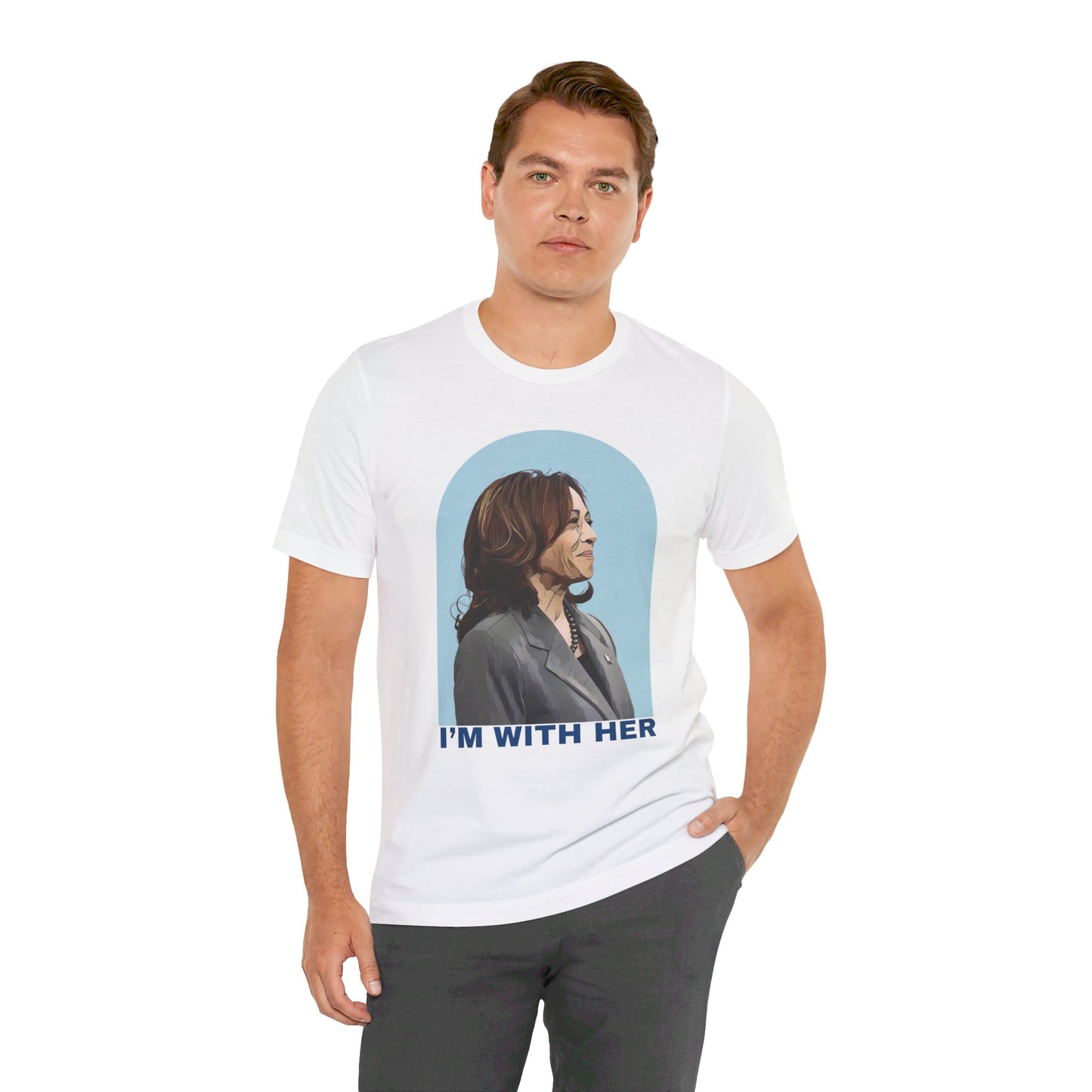 I'm With Her, Harris Blue Aura | Unisex Jersey Short Sleeve Tee