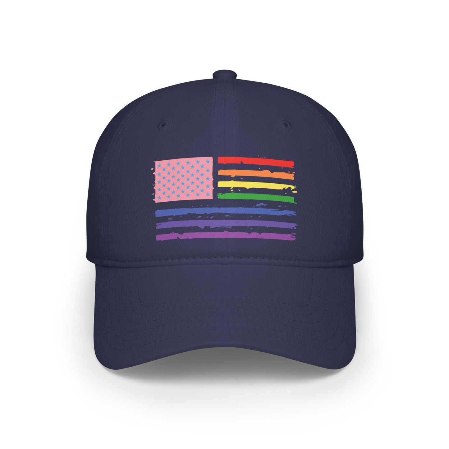 Rainbow Trans Pride American Flag Low Profile Baseball Cap