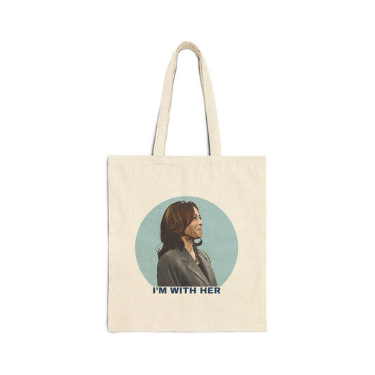 I'm With Her Blue Aura Premium Cotton Canvas Tote Bag