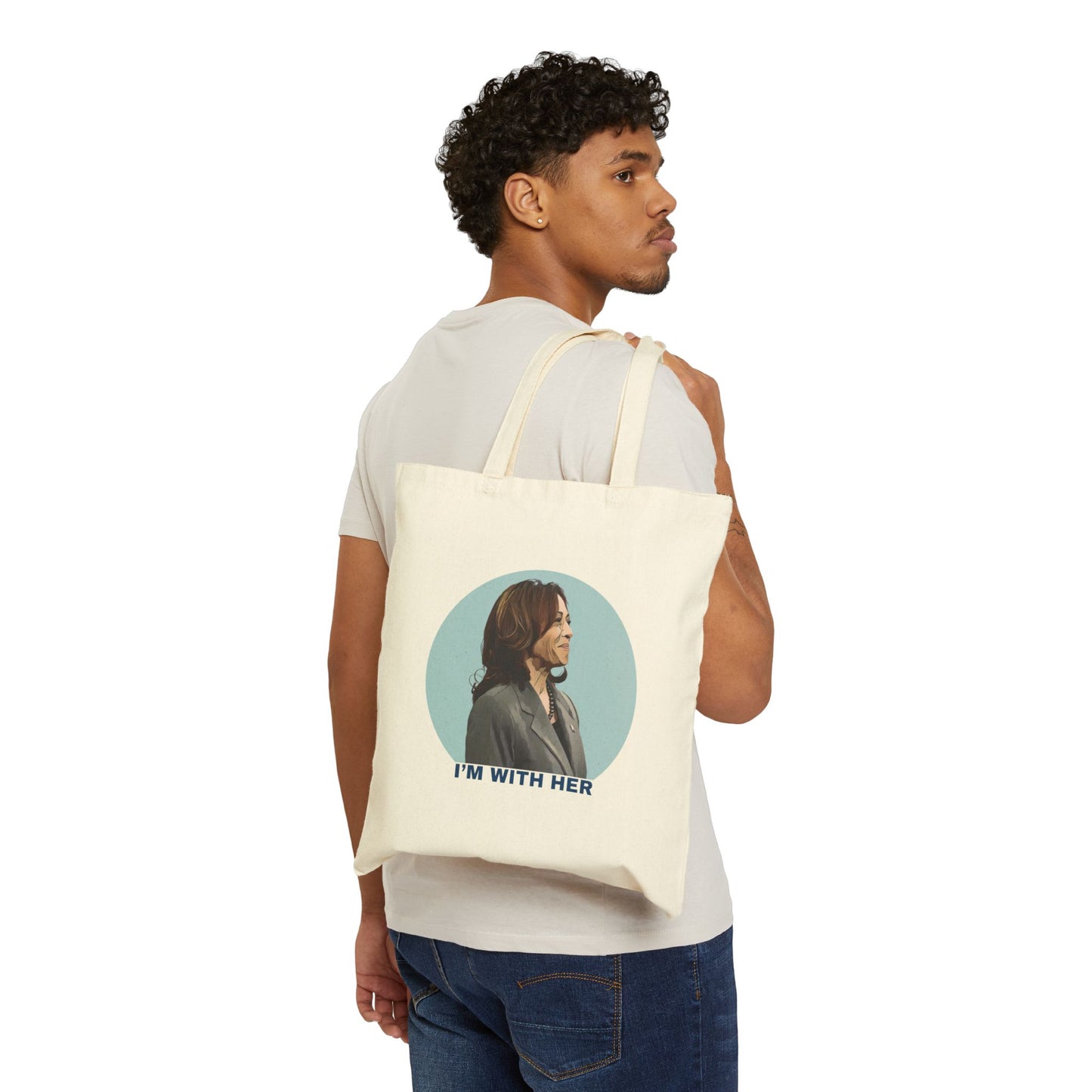 I'm With Her Blue Aura Premium Cotton Canvas Tote Bag