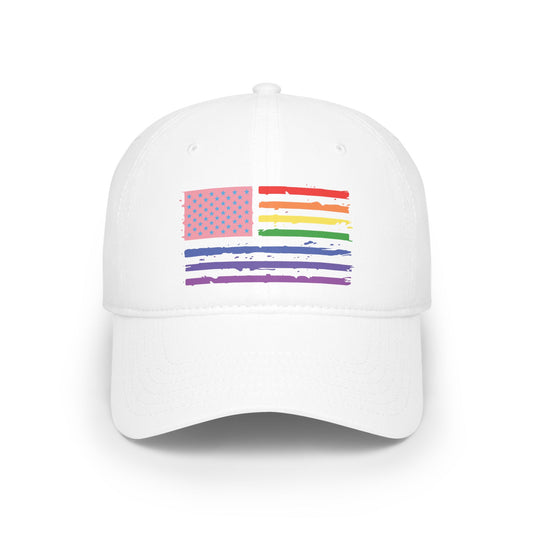 Rainbow Trans Pride American Flag Low Profile Baseball Cap