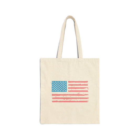 Trans Pride American Flag Cotton Canvas Tote Bag