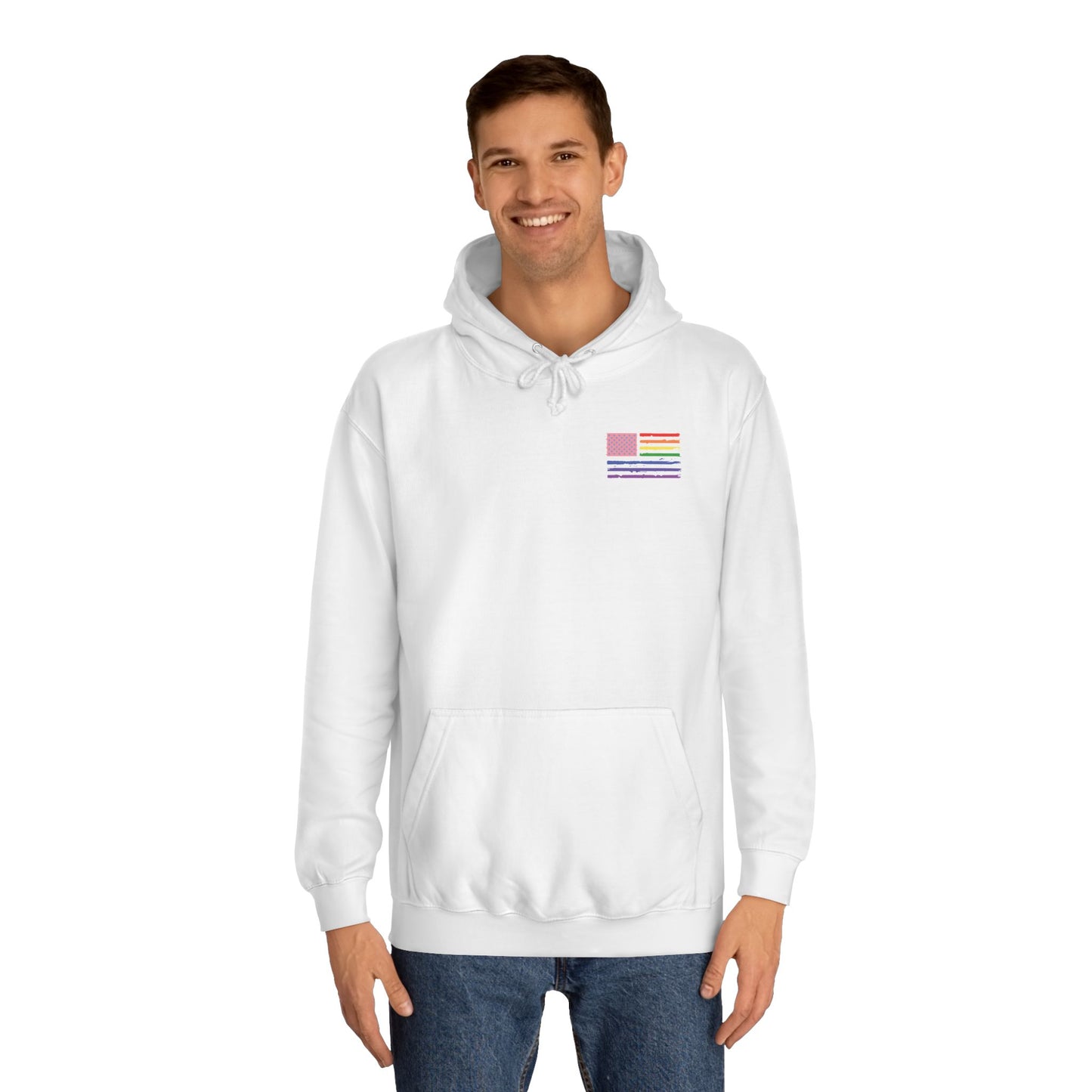 Rainbow American Flag Harris Walz Unisex Hoodie