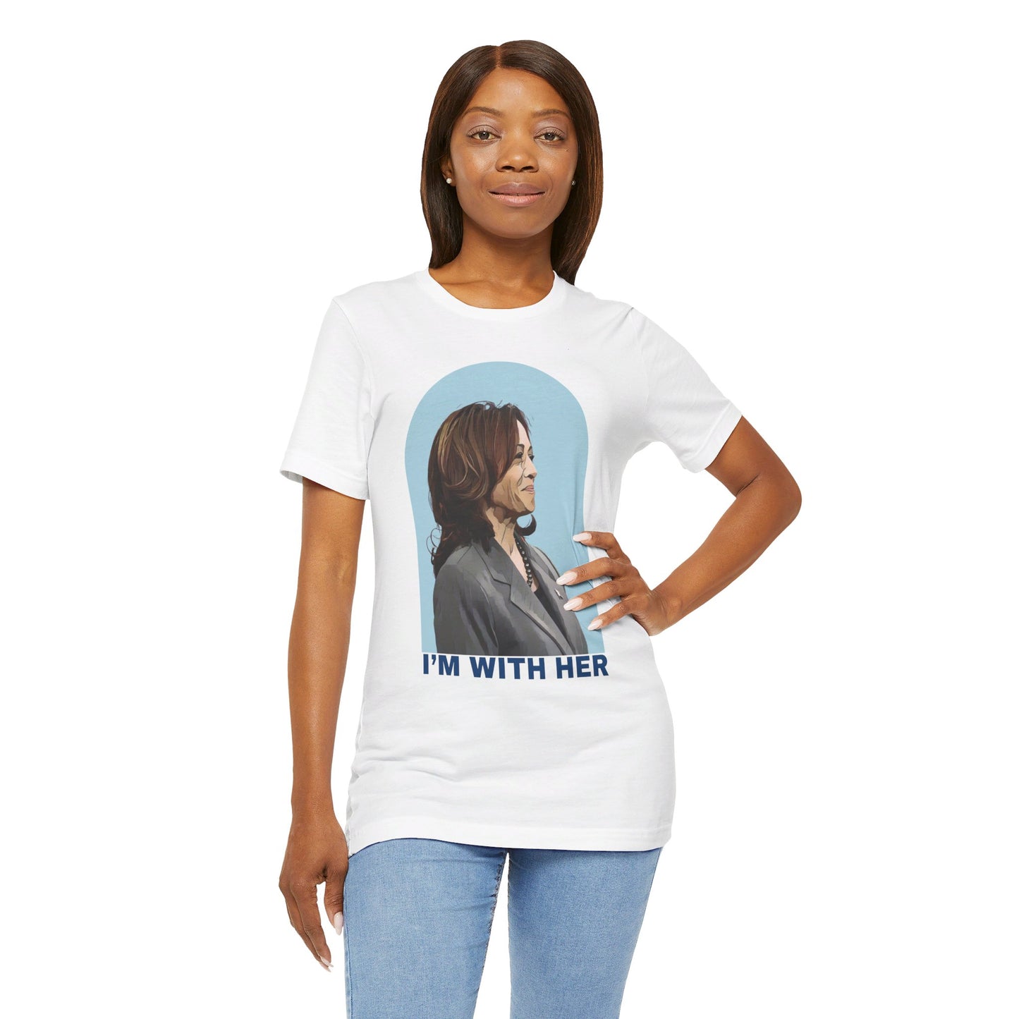 I'm With Her, Harris Blue Aura | Unisex Jersey Short Sleeve Tee