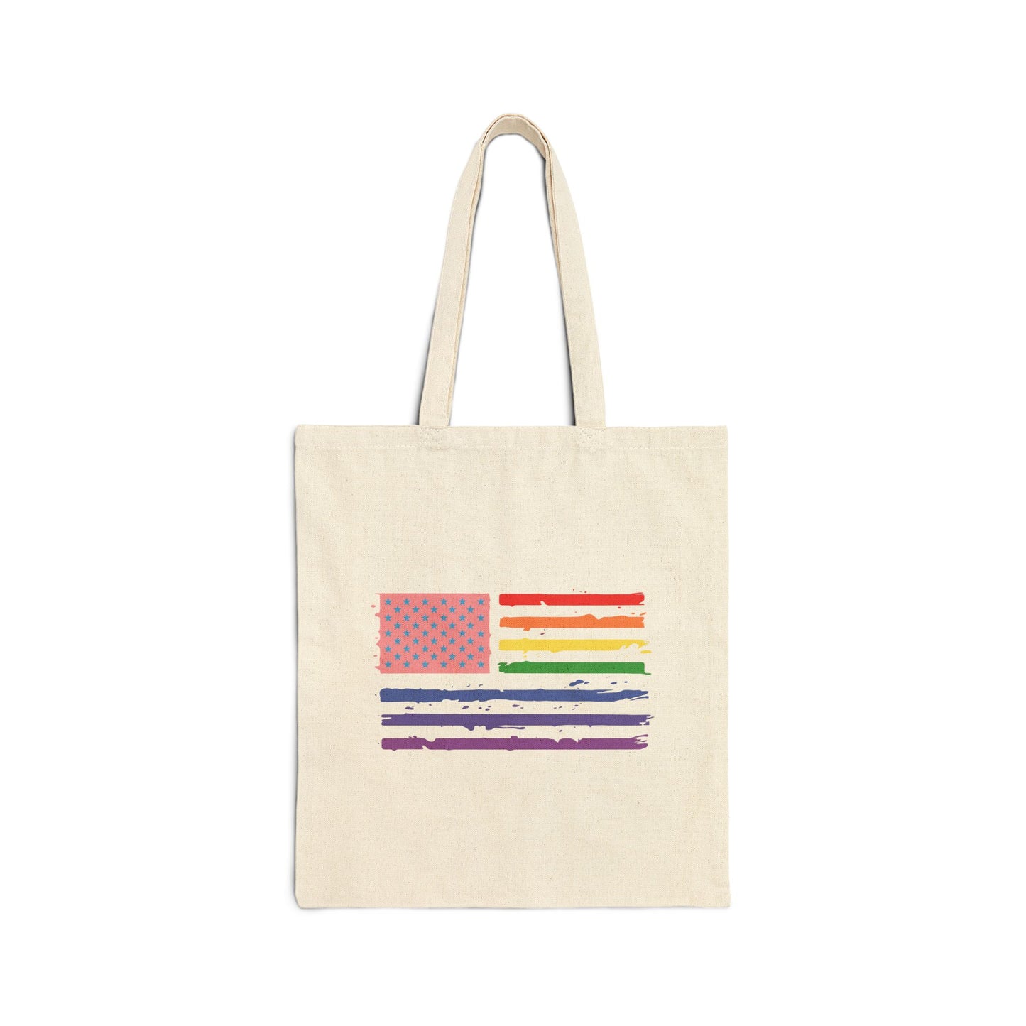 Rainbow and Trans Pride American Flag Cotton Canvas Tote Bag