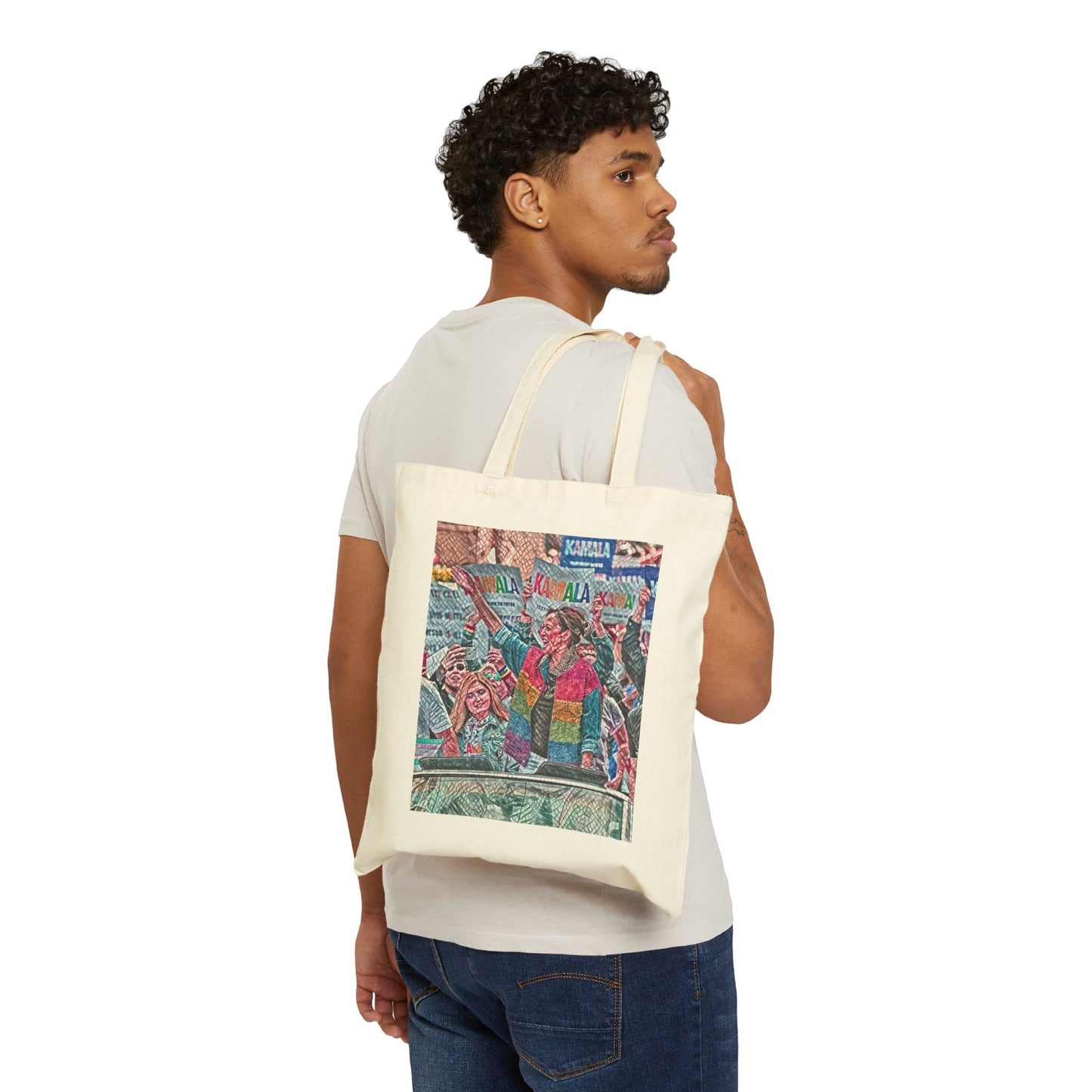 Kamala Harris Sequin Pride Jacket Premium Cotton Canvas Tote Bag