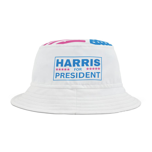 Pink and Blue Harris for President Bucket Hat (AOP)