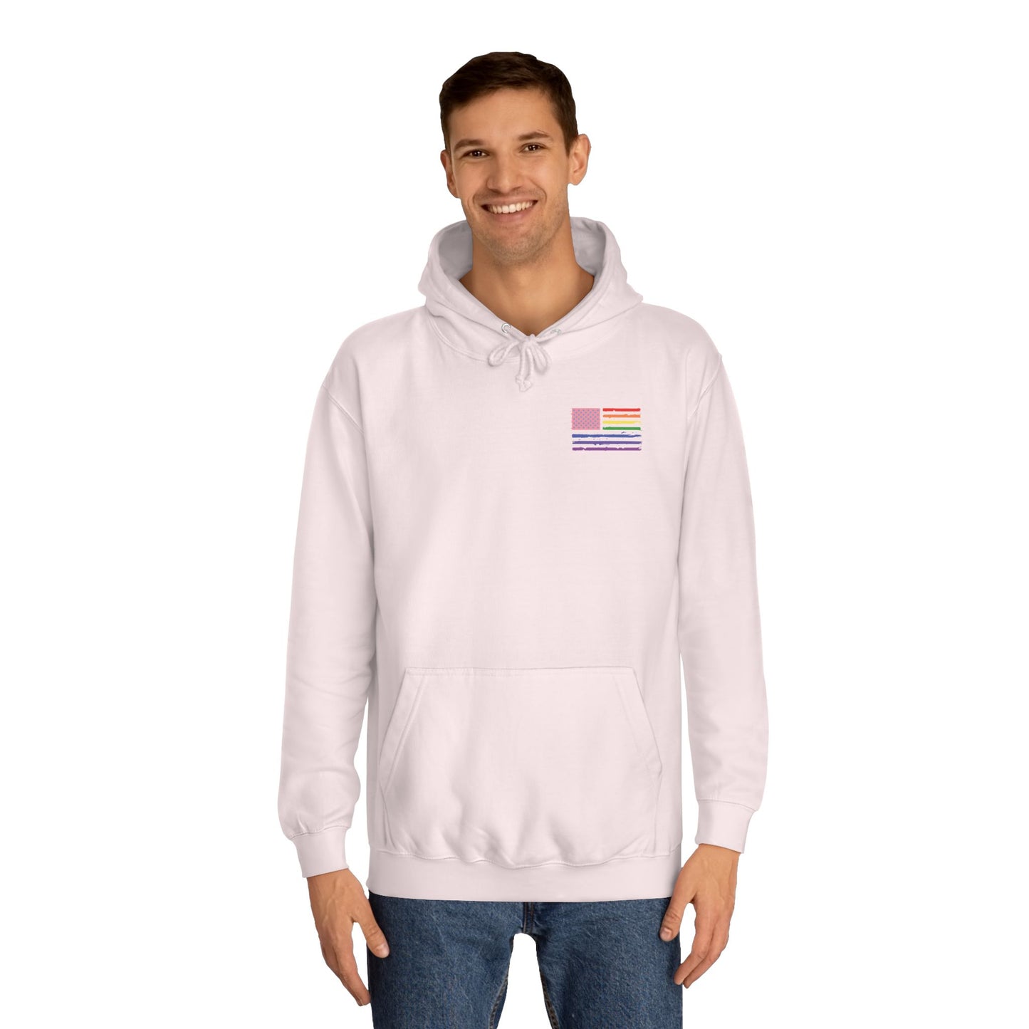 Rainbow American Flag Harris Walz Unisex Hoodie