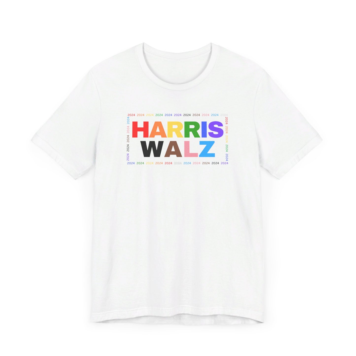 Harris Walz LGBTQ+ Rainbow Print | Unisex Jersey Short Sleeve Tee