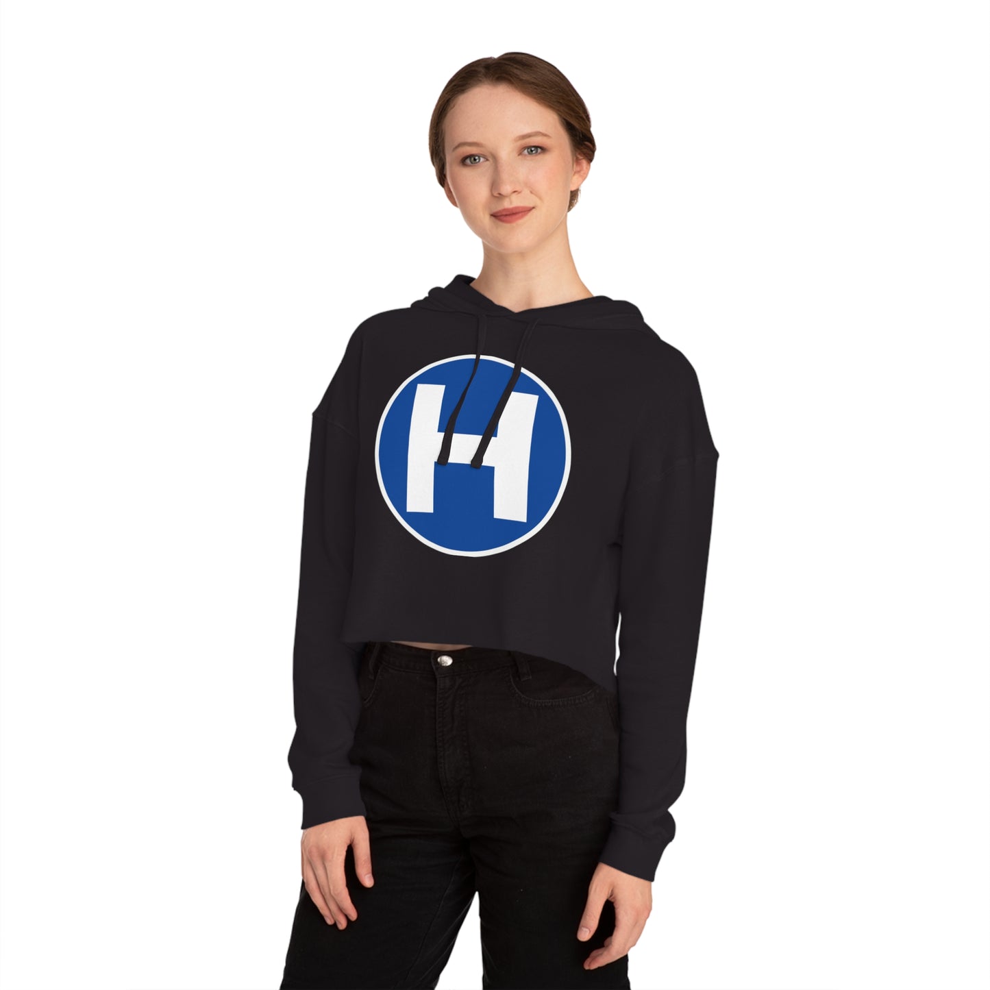 Harris "H" Logo Cropped Hooded Sweatshirt