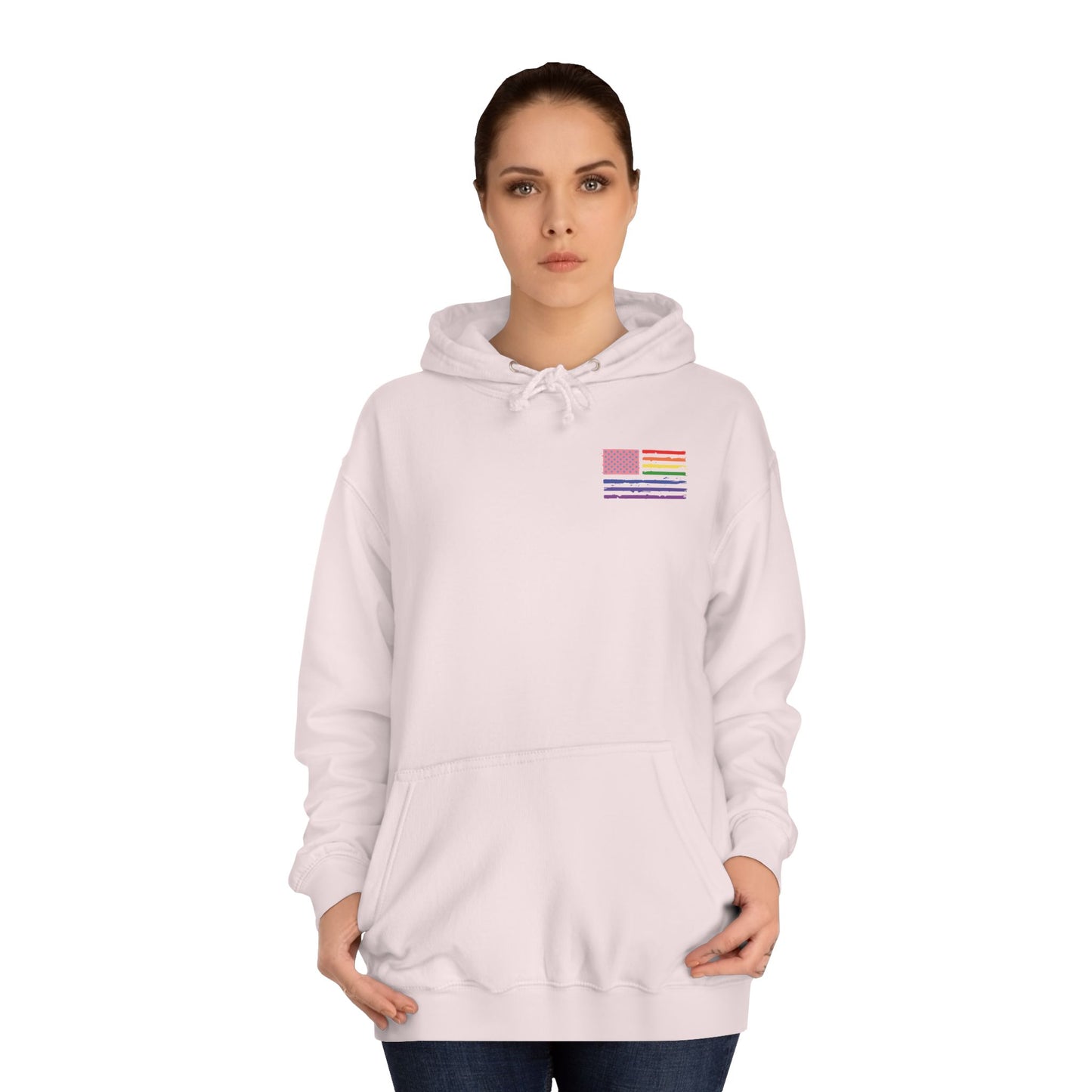 Rainbow American Flag Harris Walz Unisex Hoodie