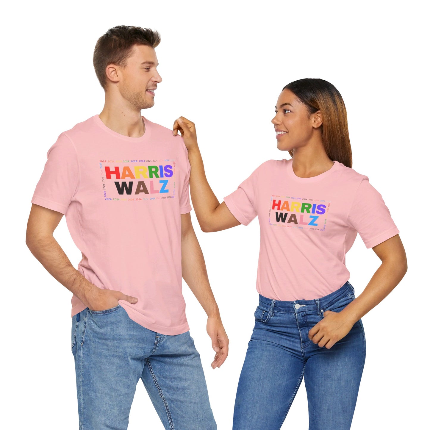 Harris Walz LGBTQ+ Rainbow Print | Unisex Jersey Short Sleeve Tee