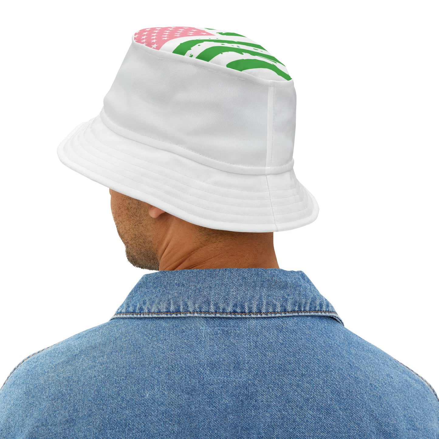 Salmon Pink and Apple Green Harris for President Bucket Hat (AOP)