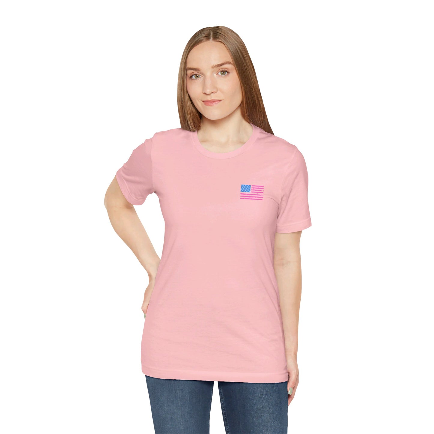 Pink and Blue Harris for President (Front Flag) | Unisex Jersey Short Sleeve Tee