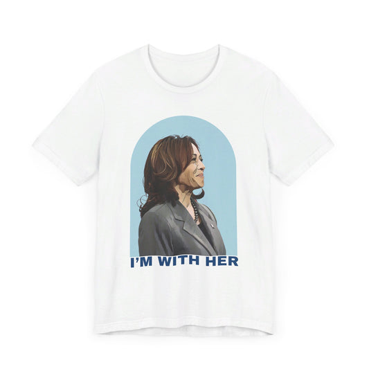 I'm With Her, Harris Blue Aura | Unisex Jersey Short Sleeve Tee