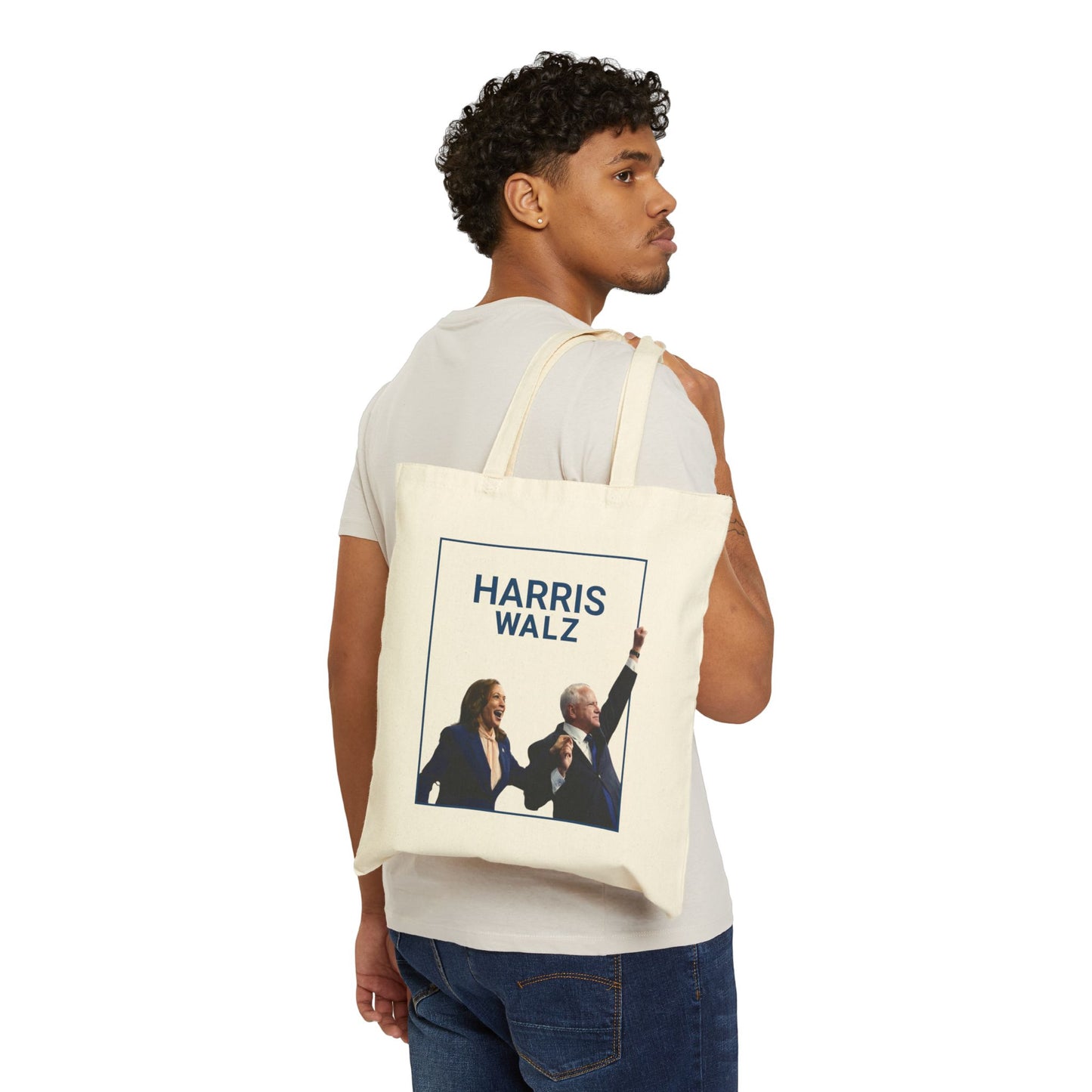 Harris Walz Fist Pump Photo Cotton Canvas Tote Bag