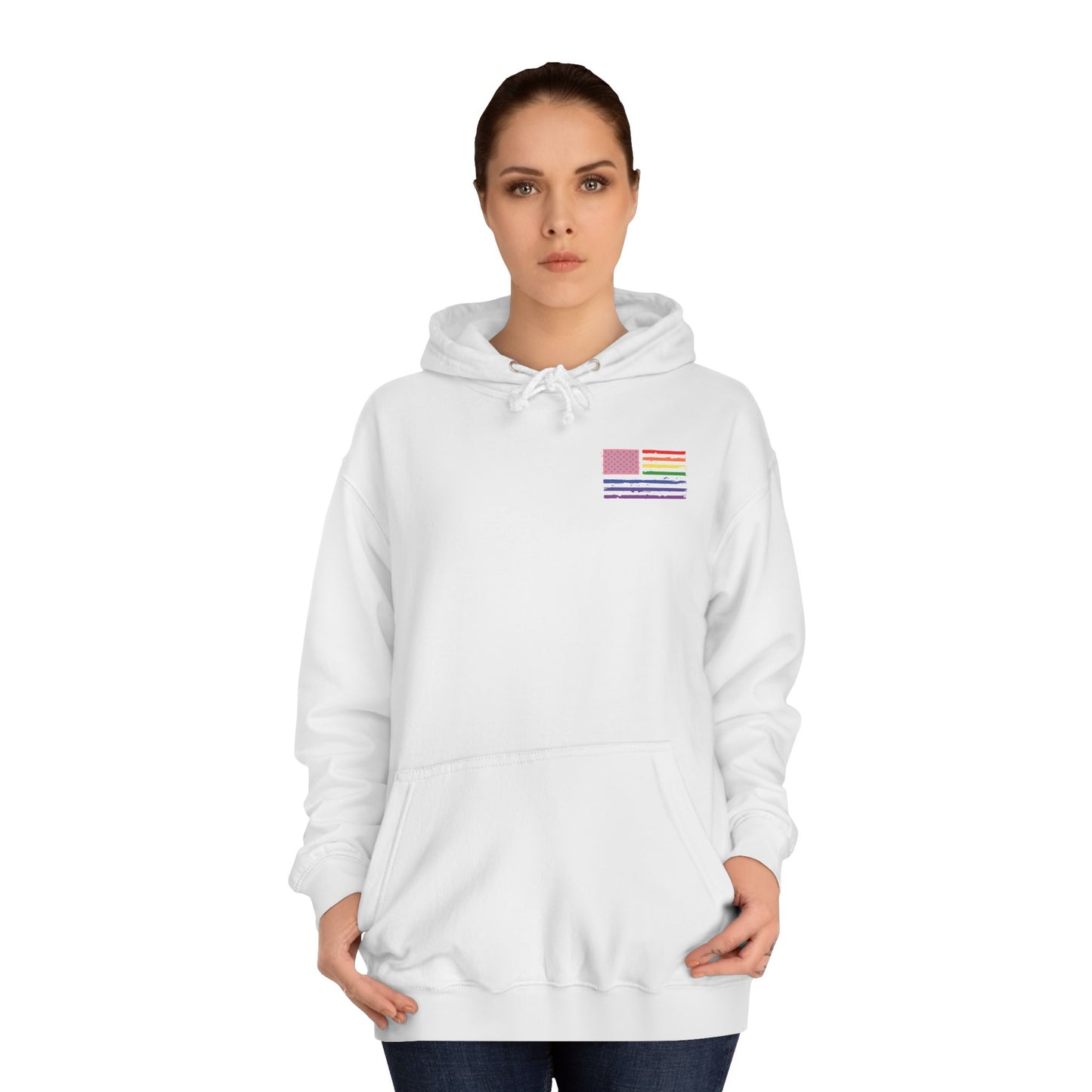 Rainbow American Flag Harris Walz Unisex Hoodie