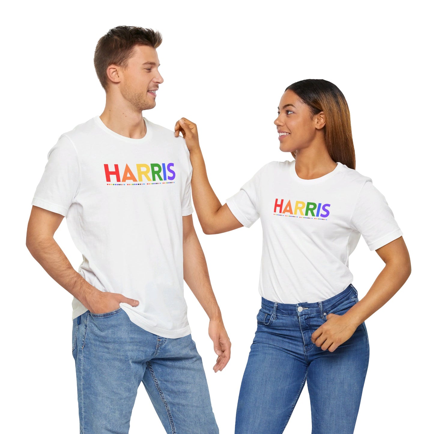 Harris LGBTQ+ Rainbow Print | Unisex Jersey Short Sleeve Tee