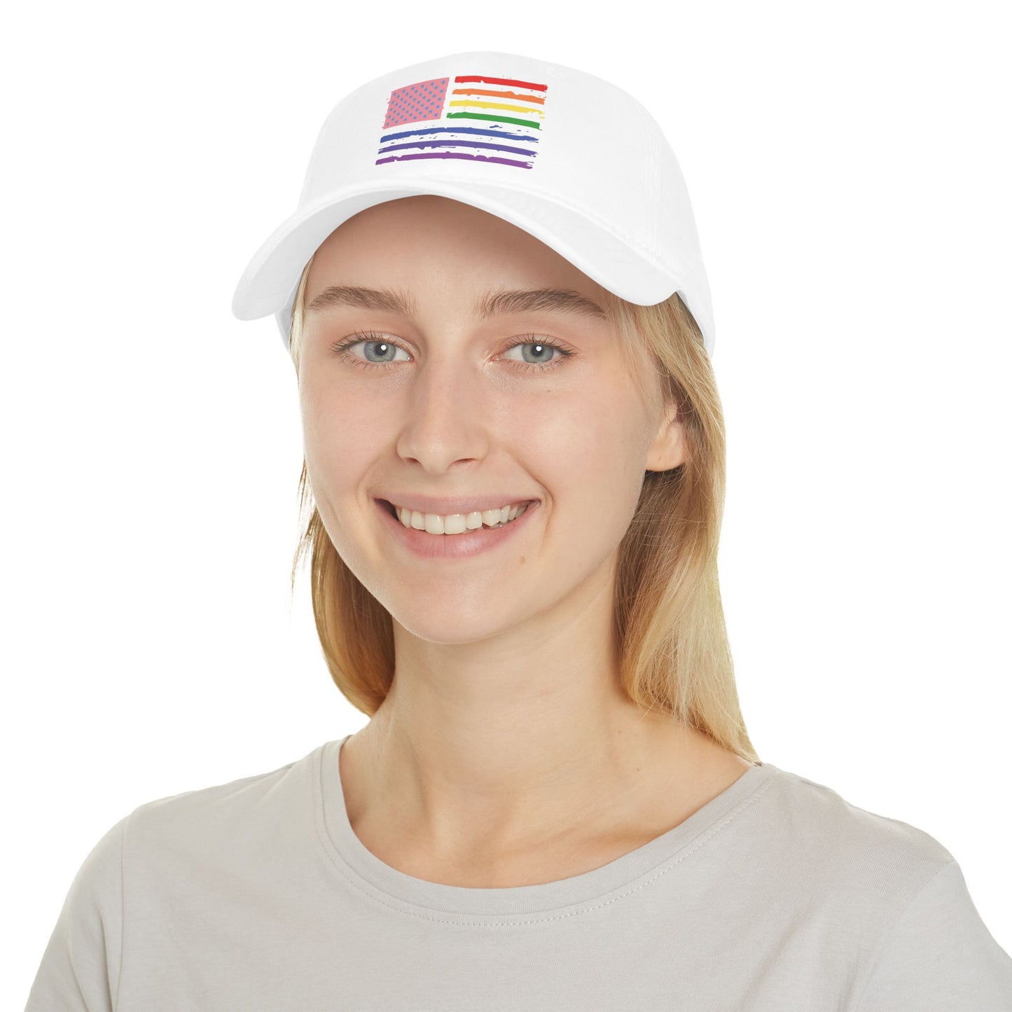 Rainbow Trans Pride American Flag Low Profile Baseball Cap