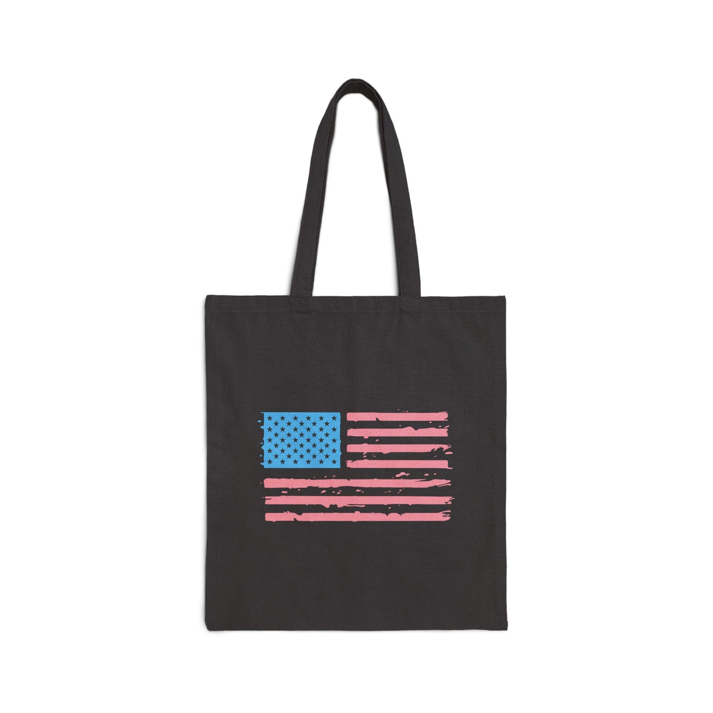 Trans Pride American Flag Cotton Canvas Tote Bag