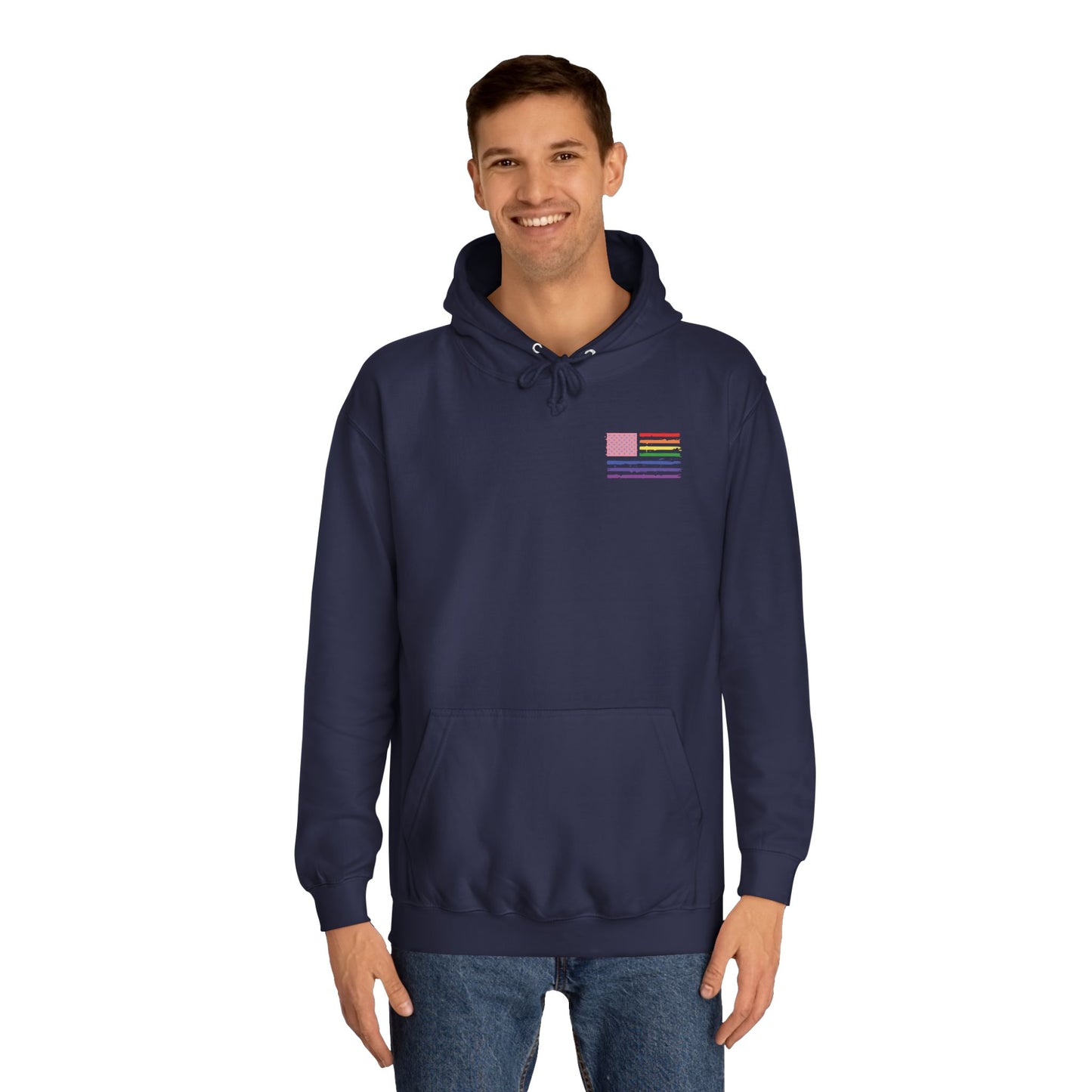 Rainbow American Flag Harris Walz Unisex Hoodie