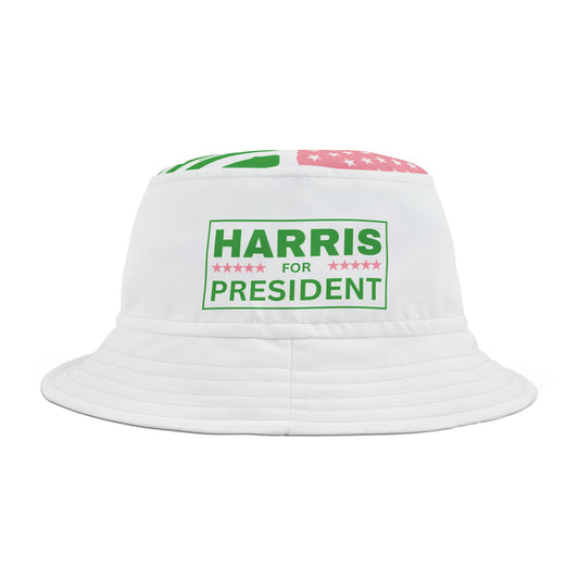 Salmon Pink and Apple Green Harris for President Bucket Hat (AOP)