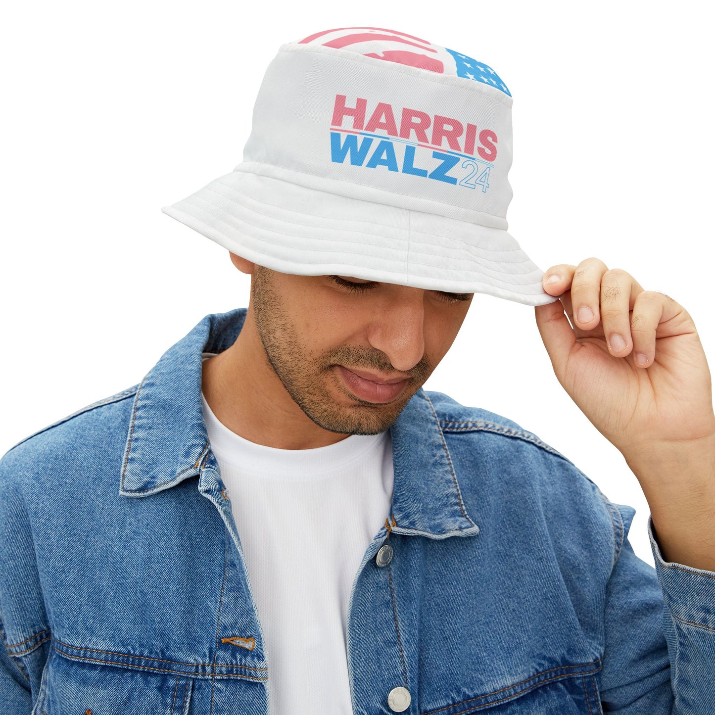 Trans Pride Harris Walz 2024 Bucket Hat (AOP)