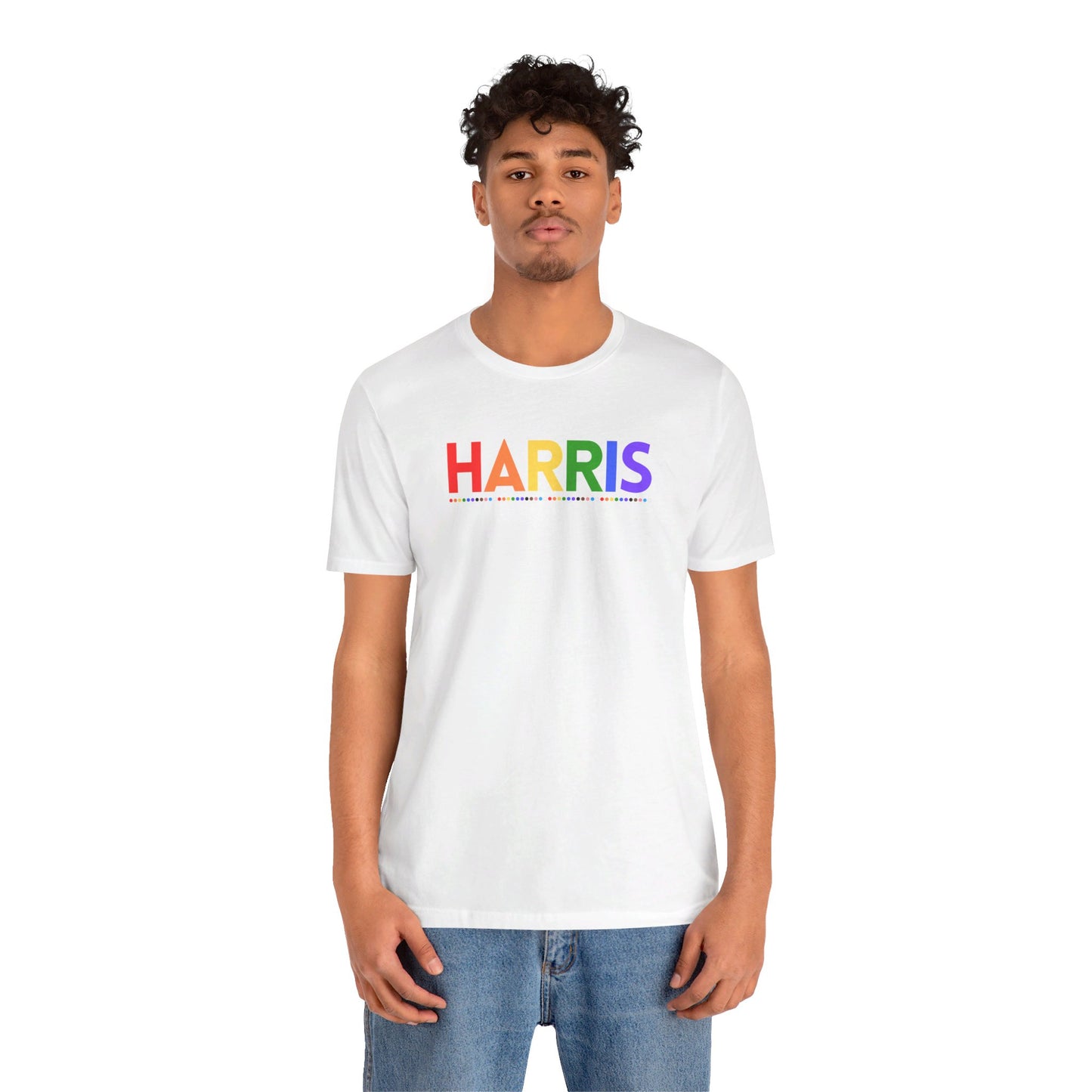 Harris LGBTQ+ Rainbow Print | Unisex Jersey Short Sleeve Tee